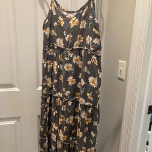 Maurices Gray Daisy Tiered Ruffle Midi Dress